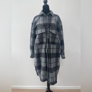 H&M Flannel Coat Oversized Women’s Size Small